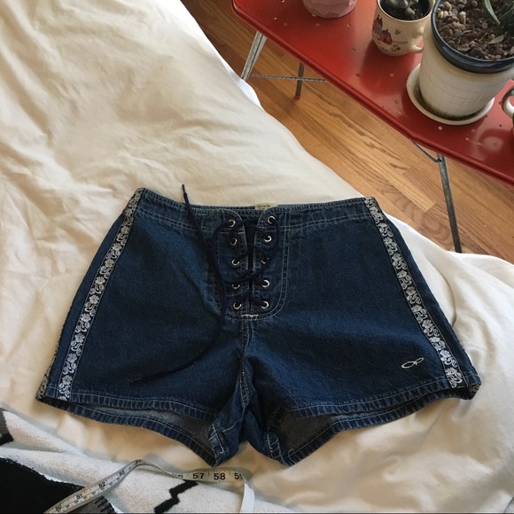 Vintage Pants - Vintage 90s OP Lace up Denim Shorts